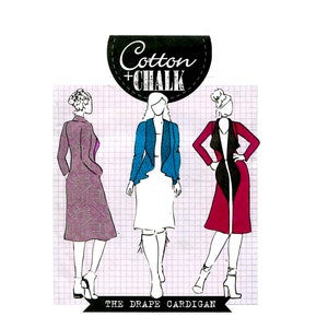 Cotton and Chalk Misses&#39; Drape Cardigan Pattern 2 Lengths Sewing Pattern Sizes 4-18 UNCUT