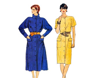 Butterick 6744 Misses' 80s Dress Vintage Sewing Pattern Size 12, 14, 16 Separate Cowl Collar UNCUT