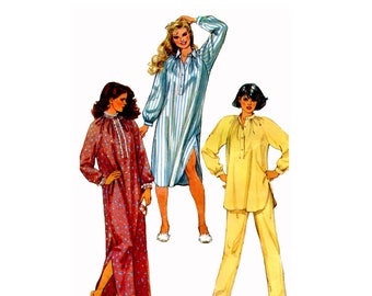 80s Nightgown Pajamas Sewing Pattern: Simplicity 6651, Size 10-12 (UNCUT)