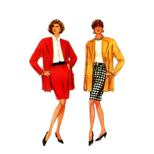 90s Simplicity 8083 Oversized Blazer and Slim Skirt Vintage Sewing Pattern Size 8-20 UNCUT