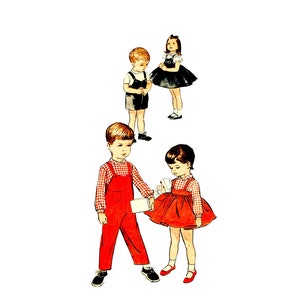 50s Butterick 9246 Toddler Jumper, Overalls, and Shirt Vintage Sewing Pattern Size 2T
