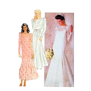 80s Butterick 4414 Bridal Dress Vintage Sewing Pattern  Size 12 Bust 34 UNCUT