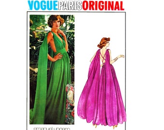 70s Vogue 1135 Emanuel Ungaro Evening Dress Pattern Vintage Paris