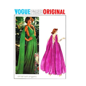 70s Vogue Paris Original Emanuel Ungaro Evening Dress Sewing Pattern - Size 10 UNCUT