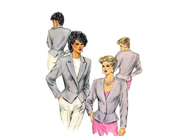 80s Misses' Peplum Jacket Pattern  Kwik Sew 1532 Vintage Sewing Pattern Size 6 - 12 UNCUT