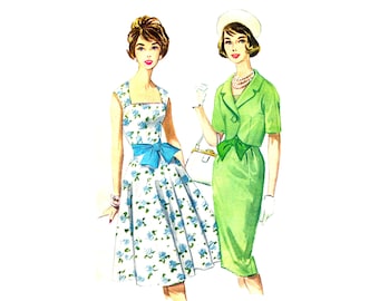 60s  McCall's 5851 Misses' Bolero Dress Vintage Sewing Pattern Size 14 Bust 34