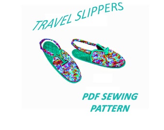 1950's Vintage Travel Slippers PDF Sewing Pattern Instant Download Folding Slippers