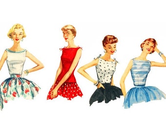 50s Simplicity 1201 Fitted Sleeveless Tops Vintage Sewing Pattern Size 13 Bust 31