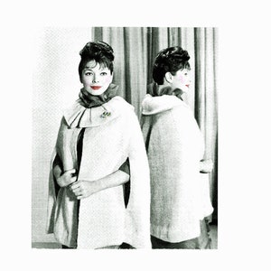 1960er Jahre Cape Strickmuster: Frauen BREITER Kragen MCM (PDF Pattern)
