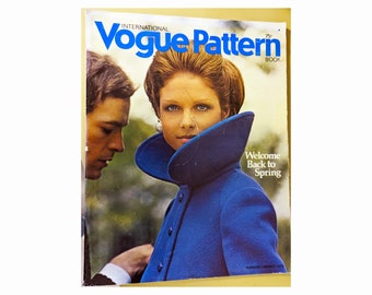 70s Vogue Pattern Magazine February-March 1972 Cover Christian Dior Coat in Cerulean