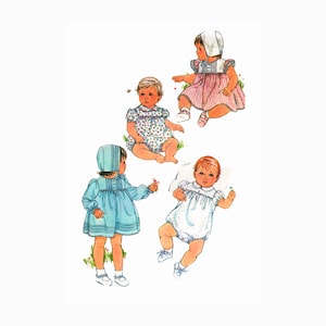 80s Simplicity 5913 Infant Romper and Dress Sewing Pattern