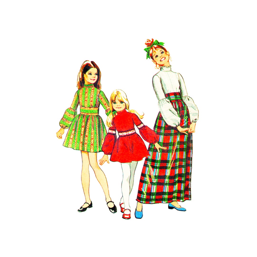 Vintage 1972 Girls' High Collar Dress Sewing Pattern Simplicity 5169 ...
