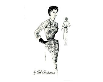 1950s Ceil Chapman Spadea Pattern 1191 Day Dress Vintage Sewing Pattern 35 Bust