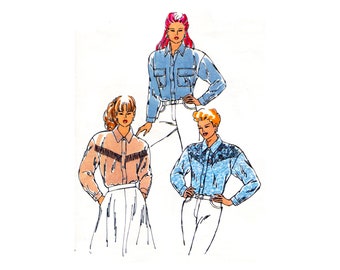 90s Kwik Sew 2205 Western Fringed Rodeo Shirt Vintage Sewing Pattern Size Small Bust 34 - 35