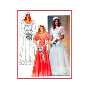 80s Butterick 4765 Bridal Gown Bridesmaids Vintage Sewing Pattern Size 12 UNCUT
