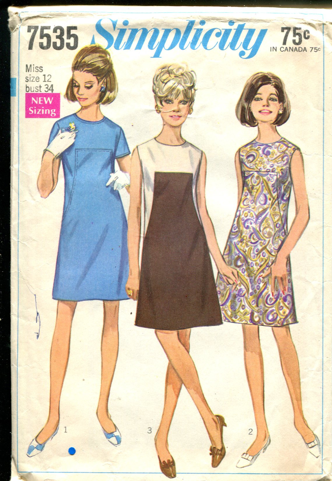 1960s A-line Dress Sewing Pattern: Simplicity 7535, Bust 34-36 - Etsy 1960s A-line Dress Sewing Pattern: Simplicity 7535, Bust 34-36 - Etsy