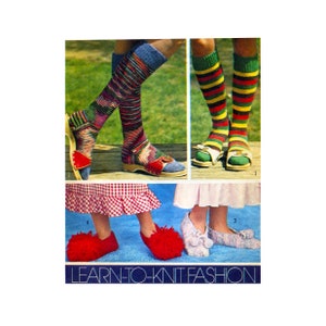 70s Simplicity 6648 Learn to Knit Socks Slippers Vintage Knitting Pattern