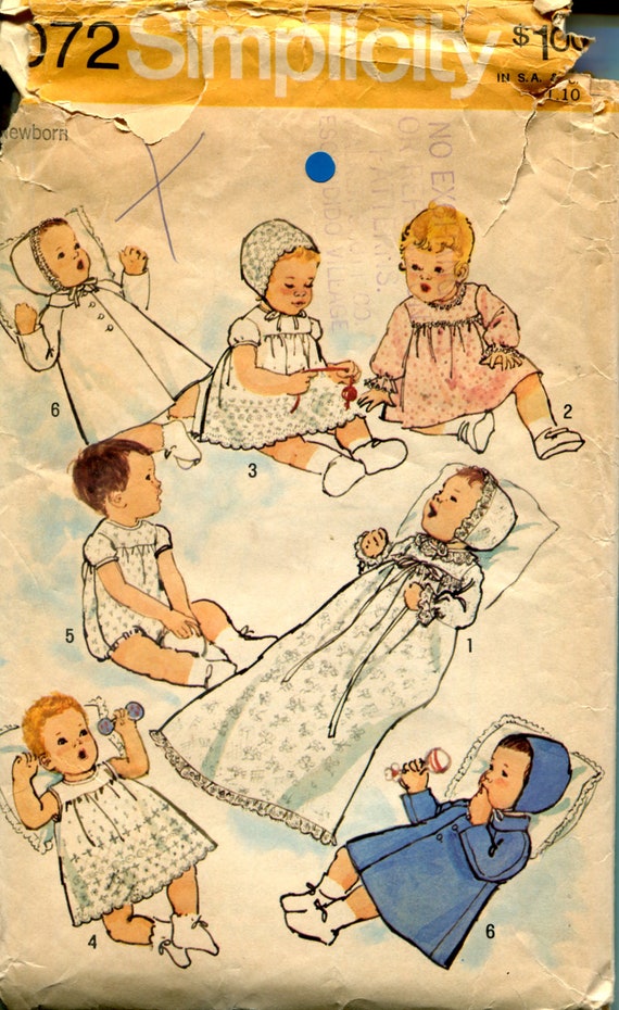 Simplicity 9150 Babies Christening Gown Slip and Bonnet Pattern.sizesxxs-xs-s-m-l.4  Pieces Cut. Rest Uncut. All Pieces Counted N Included. - Etsy