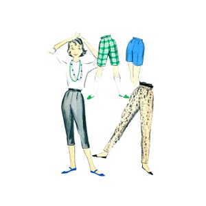 1950s Rockabilly Pants Sewing Pattern: Girls&#39; Capris & Shorts, Size 12 UNCUT
