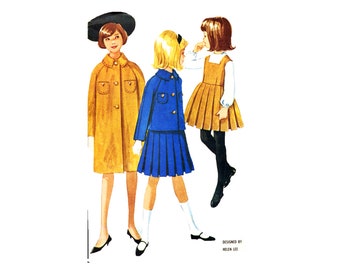 60s McCall's 6025 Helen Lee Girls' Jumper, Blouse, and Coat Vintage Sewing Pattern Size 10 UNCUT