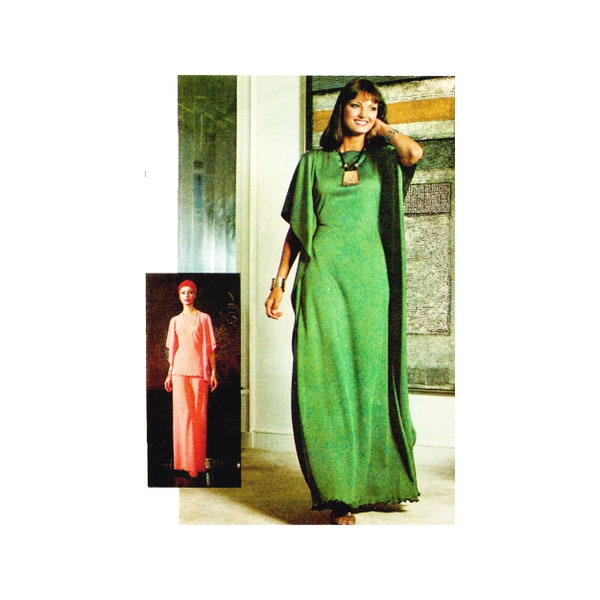 70s Simplicity 7211 Caftan or Top and Wide Leg Pants Vintage Sewing Pattern Size 10 UNCUT