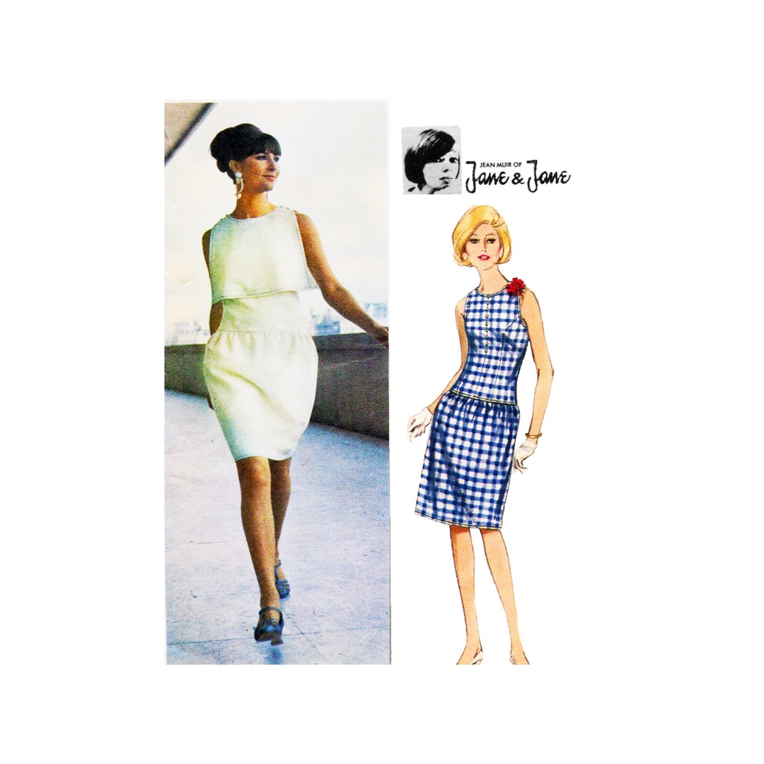 60s Jean Muir Dress Sewing Pattern: Low-waisted Vintage Butterick 3870 ...