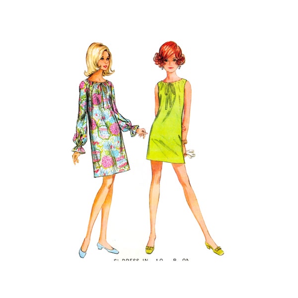 60s McCall's 9658 Mini Peasant Dress Pattern Vintage Sewing Pattern Size 10 or 12