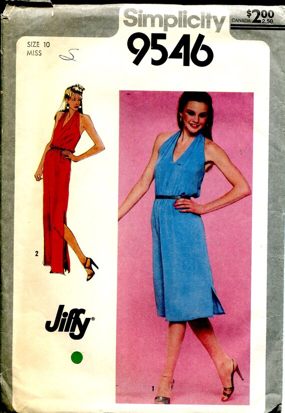 Vintage Plunging Neckline Halter Dress Sewing Pattern: Simplicity 9546,  Size 10, UNCUT - Etsy