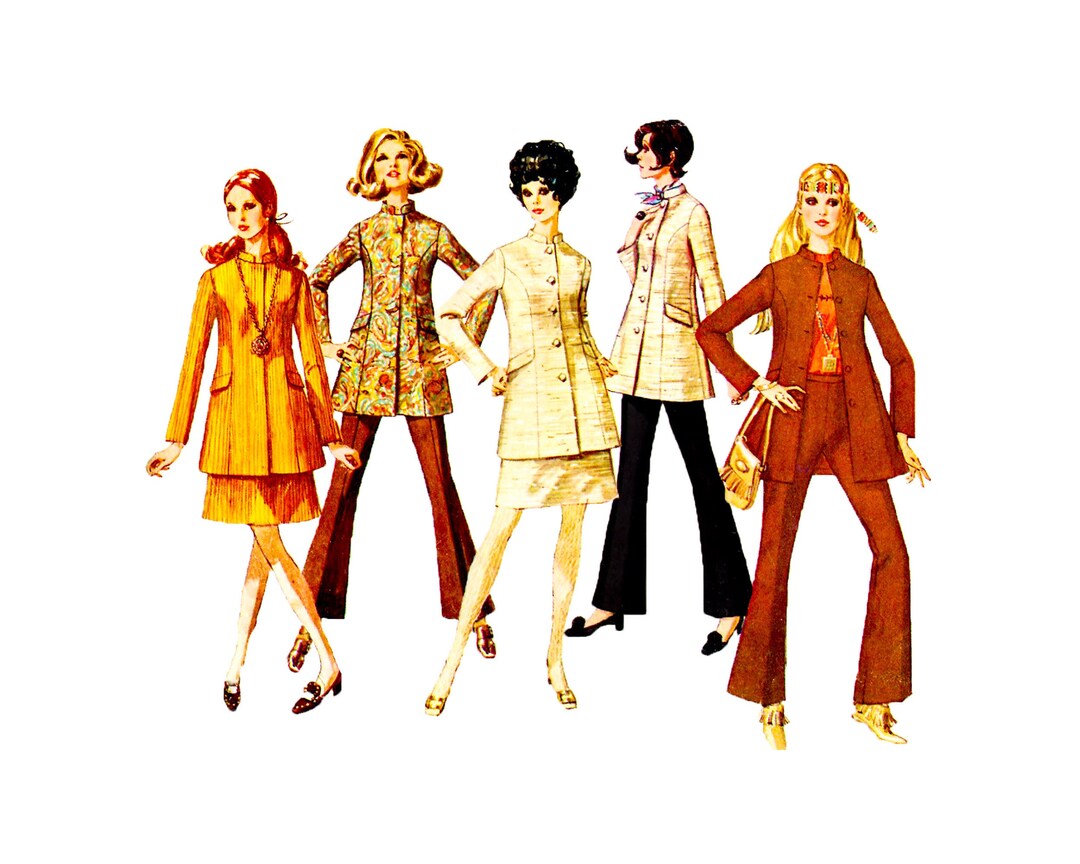 60s Misses Mod Nehru Jacket Skirt and Pants Simplicity 7954