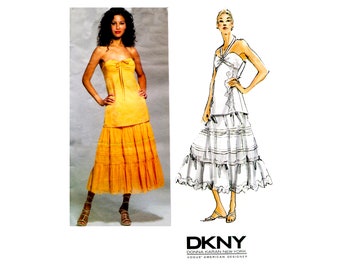 Vogue 2901 DKNY Convertible Halter Top and Tiered Skirt Sewing Pattern Size 18-22 UNCUT