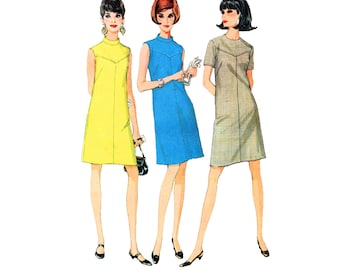 60s McCall's 9071 Yoked Misses Dress Vintage Sewing Pattern Size 12 Bust 34