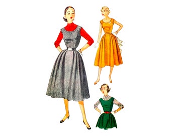 50s Simplicity 4422 Jumper or Dress and Blouse Vintage Sewing Pattern Size 13 Bust 31