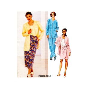 90s Sarong Skirt Sewing Pattern: Vintage McCall&#39;s Jacket, Pants, Shell (Size 8-12)