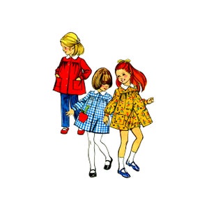 Simplicity 5164 Girls' Smock Pants Dress and Shorts Vintage 70s Sewing Pattern Size 2T or 4T Button Front Smock Dress