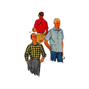 Vintage 50s Simplicity 1407 Men's Sport Shirts Vintage Sewing Pattern Size Medium or Extra Large