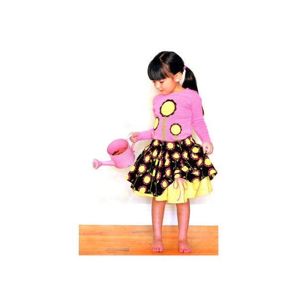 Modkid Julia Twirl Skirt Sewing Pattern Appliques Sizes 2T - 7 Customizable UNCUT