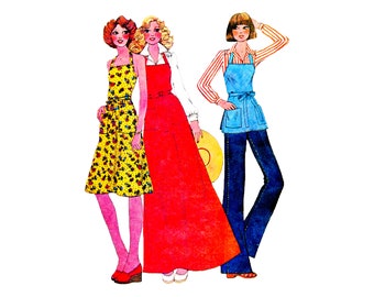 70s Wrap Apron Dress Sewing Pattern - McCall's Vintage Size 6-20