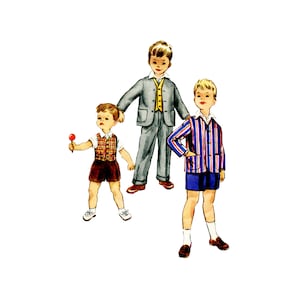 50s Simplicity 1019 Boy&#39;s 3 Piece Suit Vintage Sewing Pattern Size 4