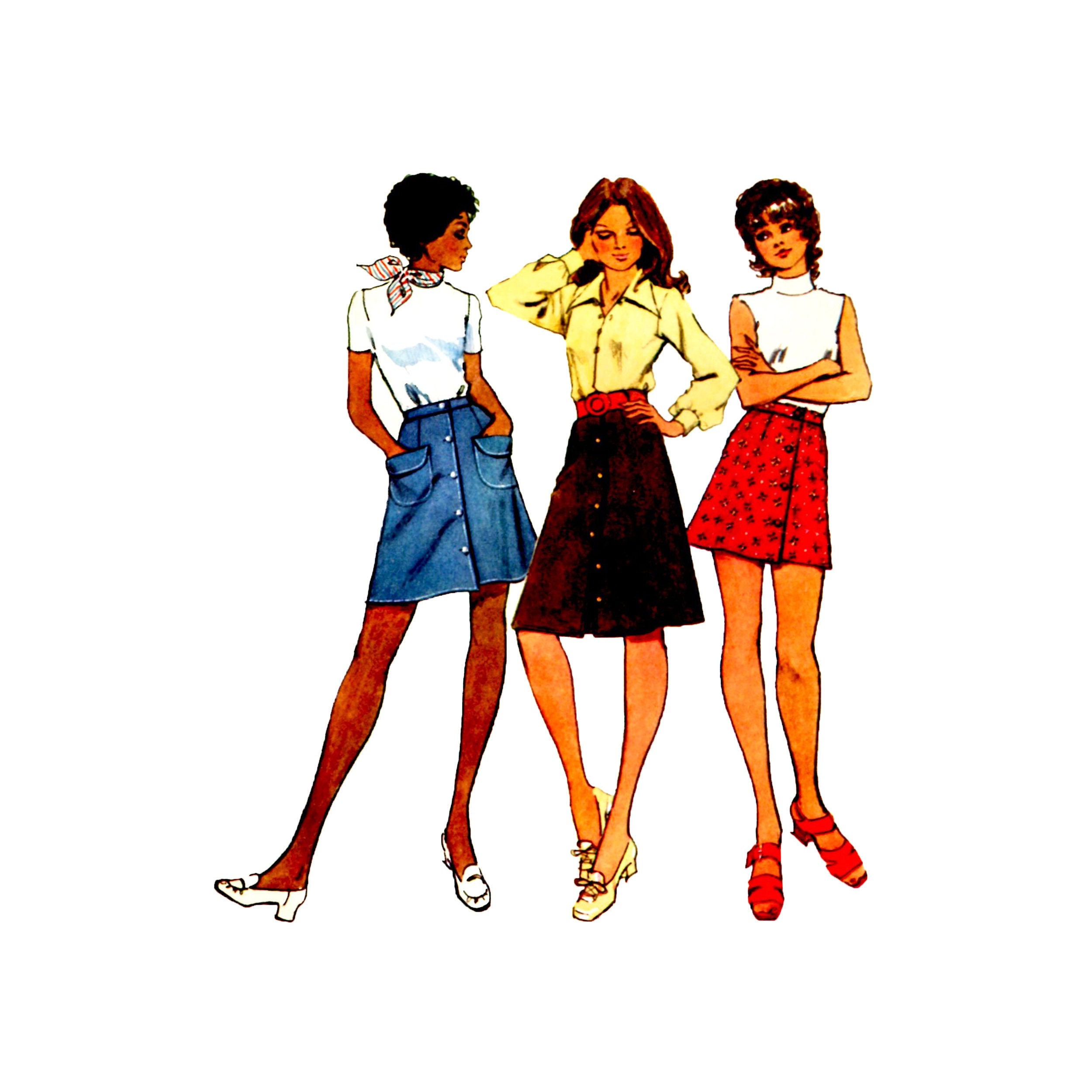 70s Misses Mini Skirts Pattern Simplicity 9822 Vintage Sewing Patterns Size 14 Waist 27 Etsy