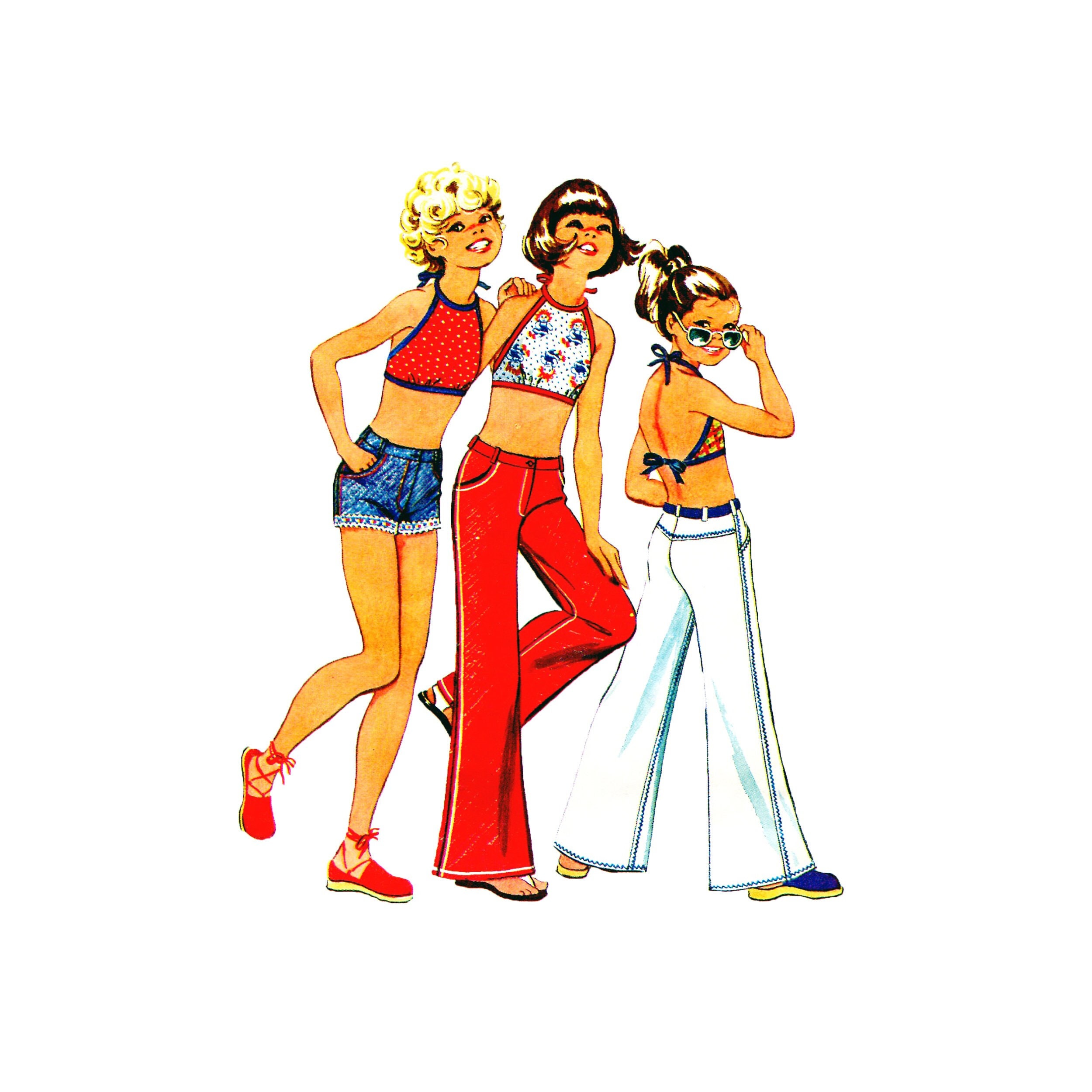 70s Simplicity 5707 Girls Bell-bottoms Hip-hugger Pants