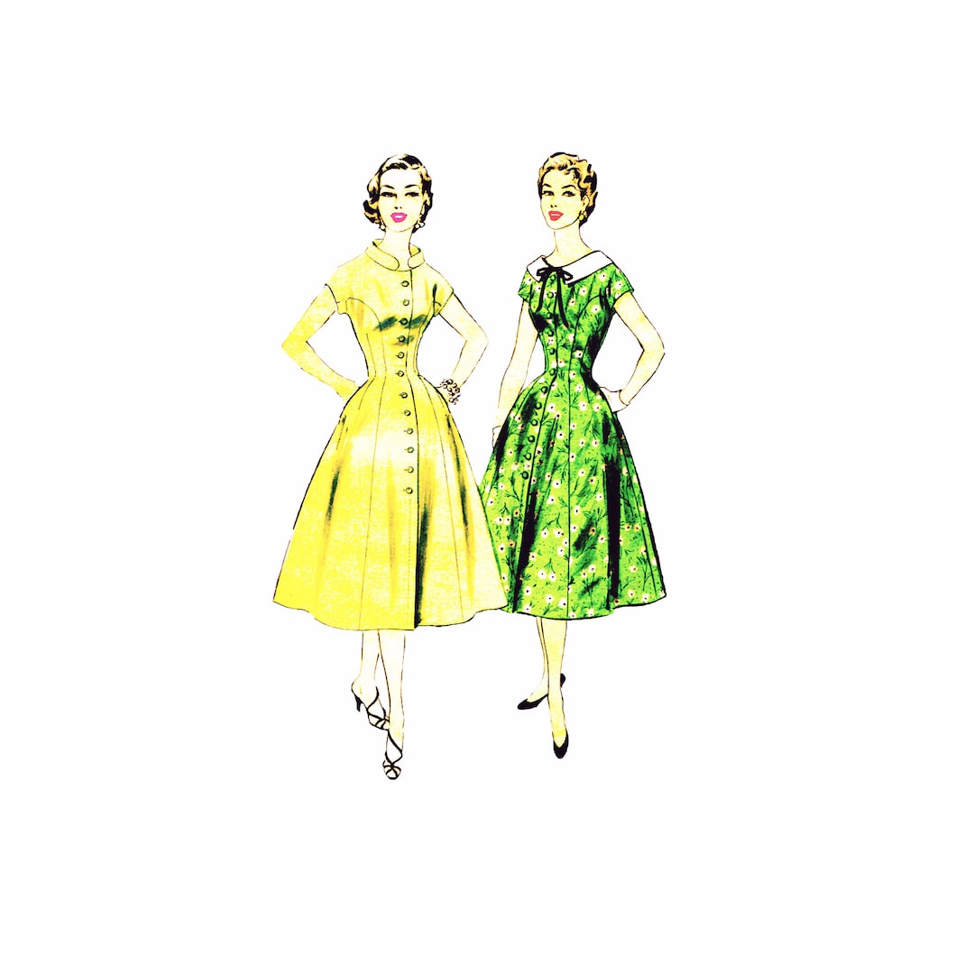 50s Advance 7065 Fit and Flare Dress Vintage Sewing Pattern Size 14 ...