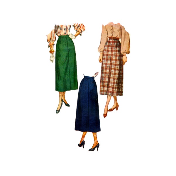 40s Simplicity 2624 Straight Skirt Vintage Sewing Pattern 28 Inch Waist