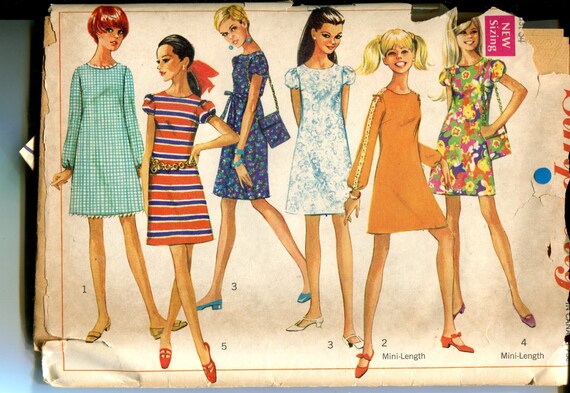 Patron De Couture Vintage Simplicity 5982 – Robe Années 60 – Modèle Adulte – Coupe Déjà Découpée