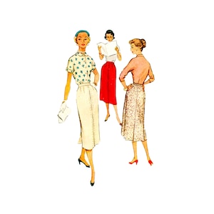 50&#39;s Vintage McCall&#39;s 9453 Slim Skirt with Back Box Pleat Sewing Pattern Waist 24