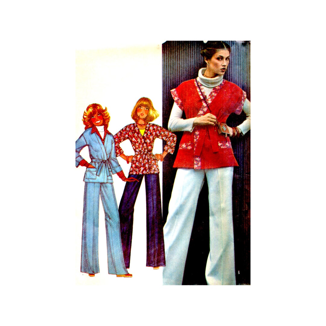 70s Wrap Jacket & Wide Leg Pants Sewing Pattern - Mccall's 5404 Size ...