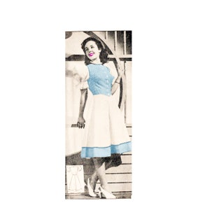 1930s Basque Waist Dress Sewing Pattern: Puffed Sleeves, Circle Skirt, Bust 33 (Size 15)