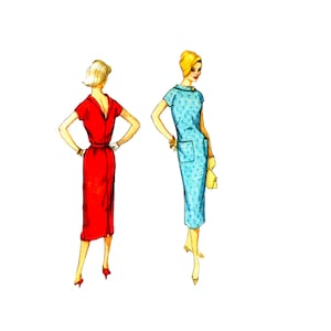 Peut inclure: Deux femmes portant des robes. La femme de gauche porte une robe rouge et la femme de droite porte une robe bleue à pois blancs.