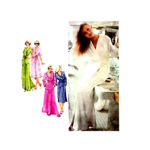 May include: An image featuring a woman in a white robe, seated near a sink, and illustrations of various robes in green, pink, and blue. The robes have different styles, including long and short sleeves, and are tied at the waist.