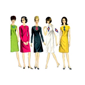 60s Vogue 6659 A-Line Semi-Fitted Dress and Scarf Vintage Sewing Pattern Size 14 Bust 36