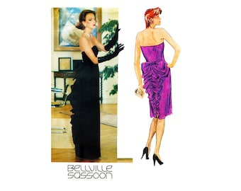 80s VOGUE 1275 Strapless Evening Dress Bellville Sassoon Vintage Sewing Pattern Size 10 UNCUT